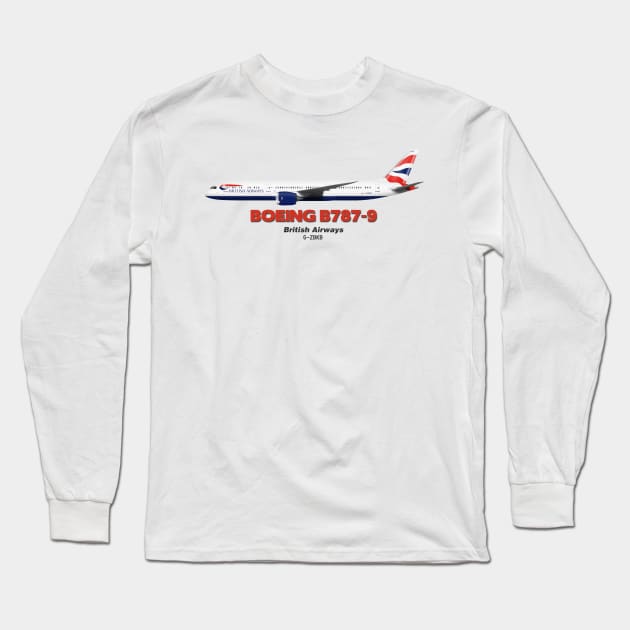 Boeing B787-9 - British Airways Long Sleeve T-Shirt by TheArtofFlying